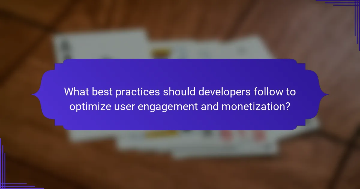What best practices should developers follow to optimize user engagement and monetization?